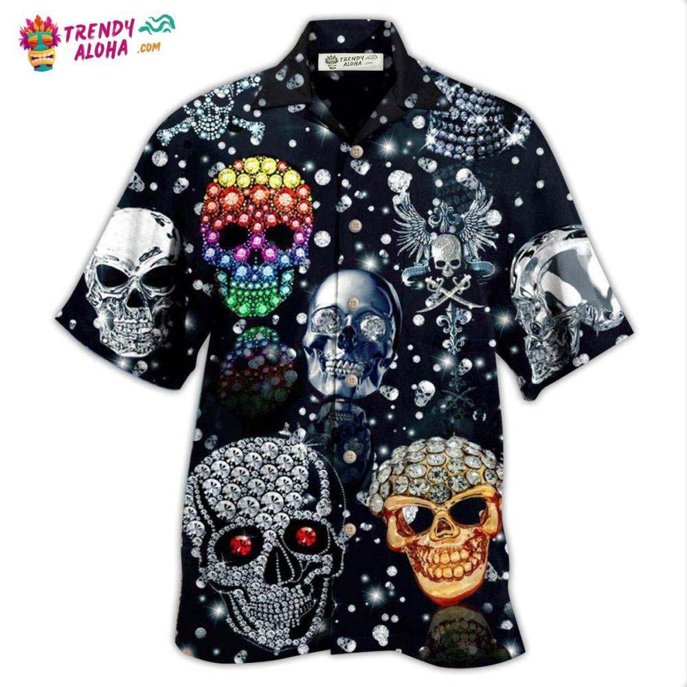 Skull Shiny Diamond Hawaiian Shirt – Trendy Aloha Skull Shiny Diamond Hawaiian Shirt – Trendy Aloha