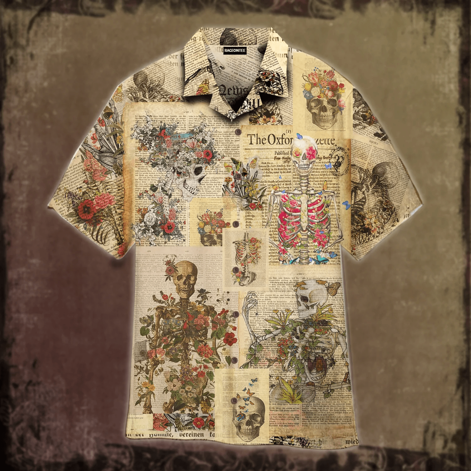 Skull Skeleton Covered With Flowers Halloween Hawaiian Shirt For