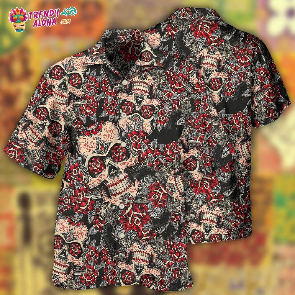 Skull Sugar Floral Hawaiian Shirt – Trendy Aloha