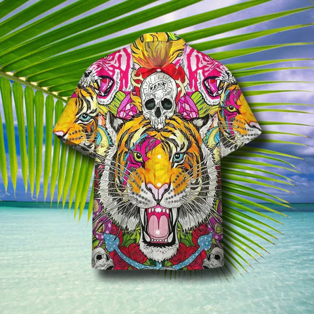 Skull Tiger Trendy Hawaiian Shirt