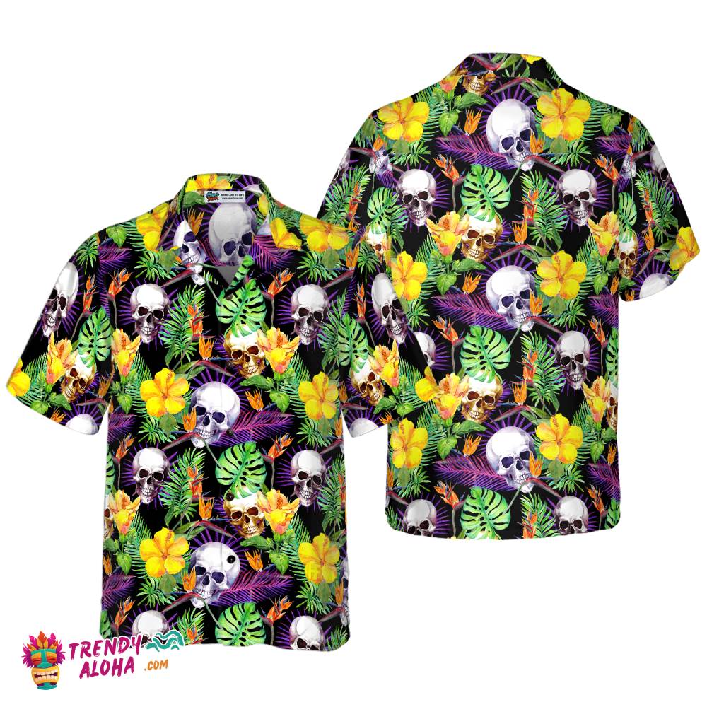 Skull Tropical Pattern Hawaiian Shirt Skull Tropical Pattern Hawaiian Shirt