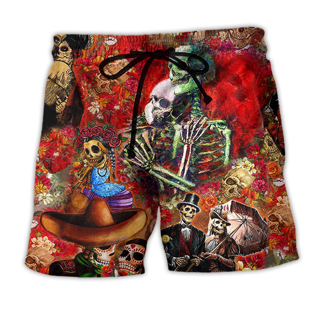 Skull Until We Are Seperated By Death Floral Trendy Aloha Hawaiian Beach Shorts Skull Until We Are Seperated By Death Floral Trendy Aloha Hawaiian Beach Shorts