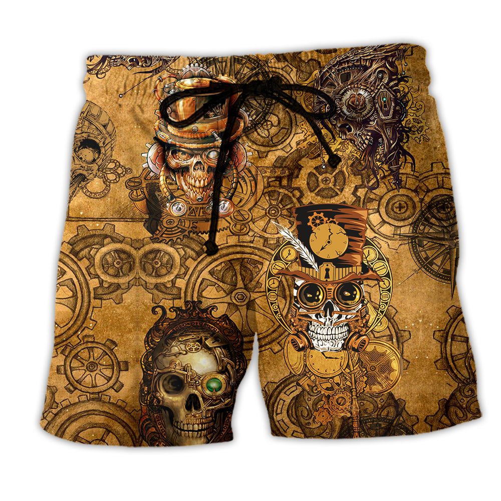 Skull Vintage Cool Machine Trendy Aloha Hawaiian Beach Shorts Skull Vintage Cool Machine Trendy Aloha Hawaiian Beach Shorts