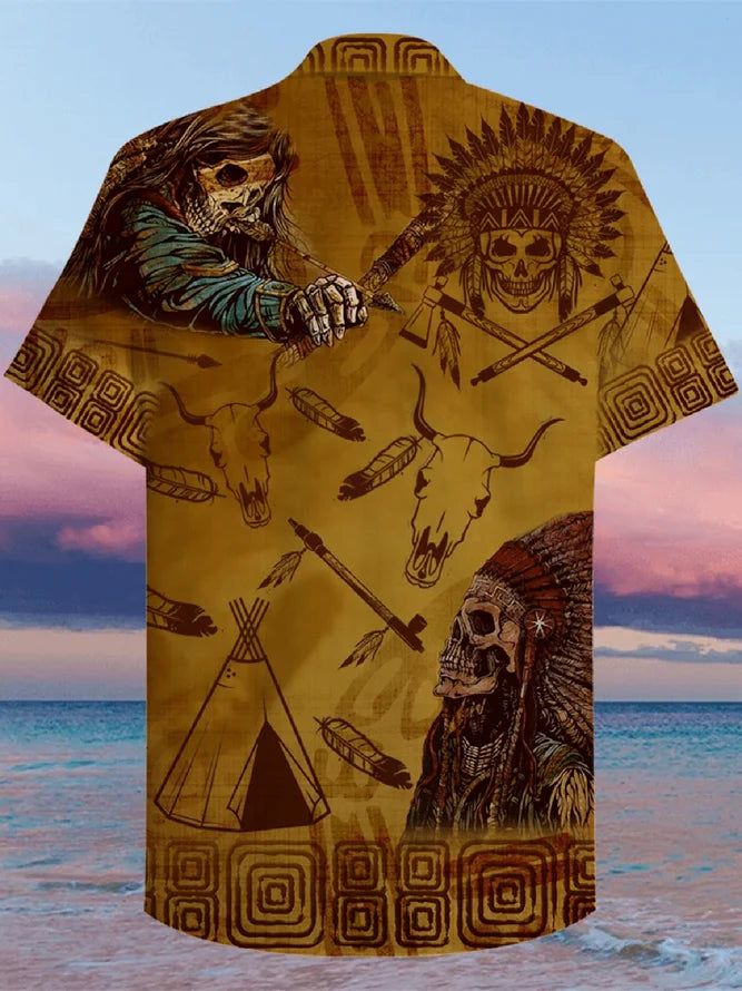 Skull Vintage Cotton-Blend Shirt