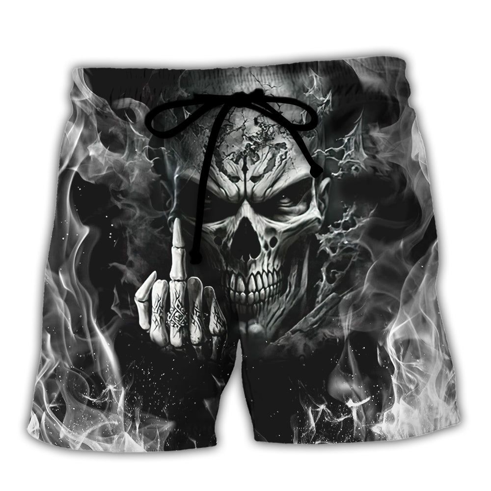 Skull Warning I’m An Axx If You Don’t Want Your Feelings Hurt Back Off Trendy Aloha Hawaiian Beach Shorts