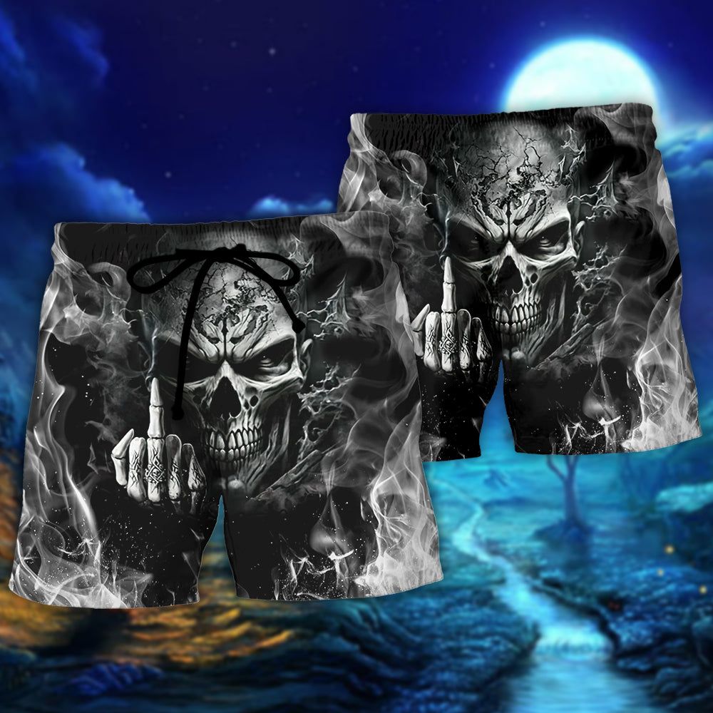 Skull Warning I’m An Axx If You Don’t Want Your Feelings Hurt Back Off Trendy Aloha Hawaiian Beach Shorts