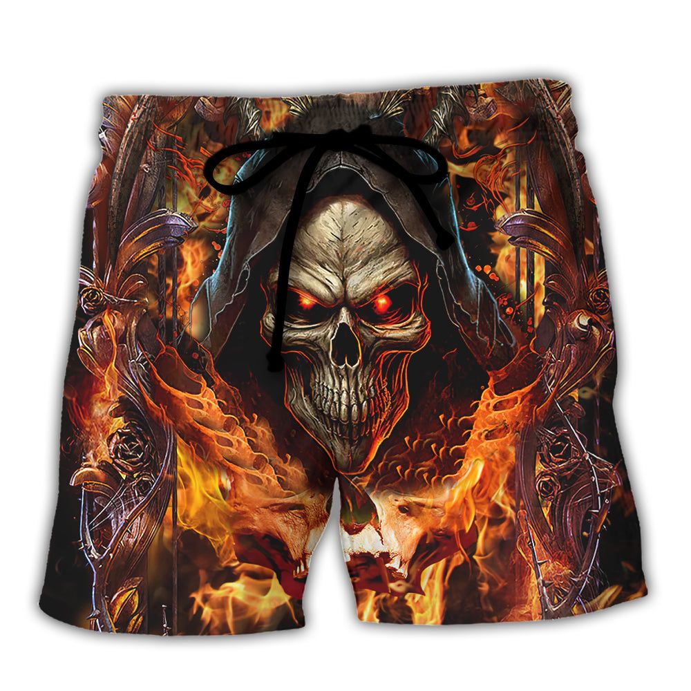 Skull When I Was Born The Devil Said Oh…Sh!T! Competition Trendy Aloha Hawaiian Beach Shorts