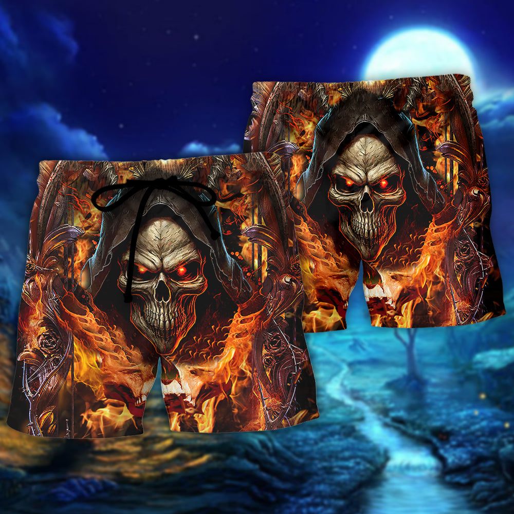 Skull When I Was Born The Devil Said Oh…Sh!T! Competition Trendy Aloha Hawaiian Beach Shorts