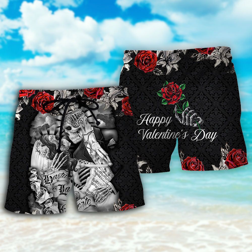 Skull Women’s Day, Valentine Gift’s Day Art Trendy Aloha Hawaiian Beach Shorts
