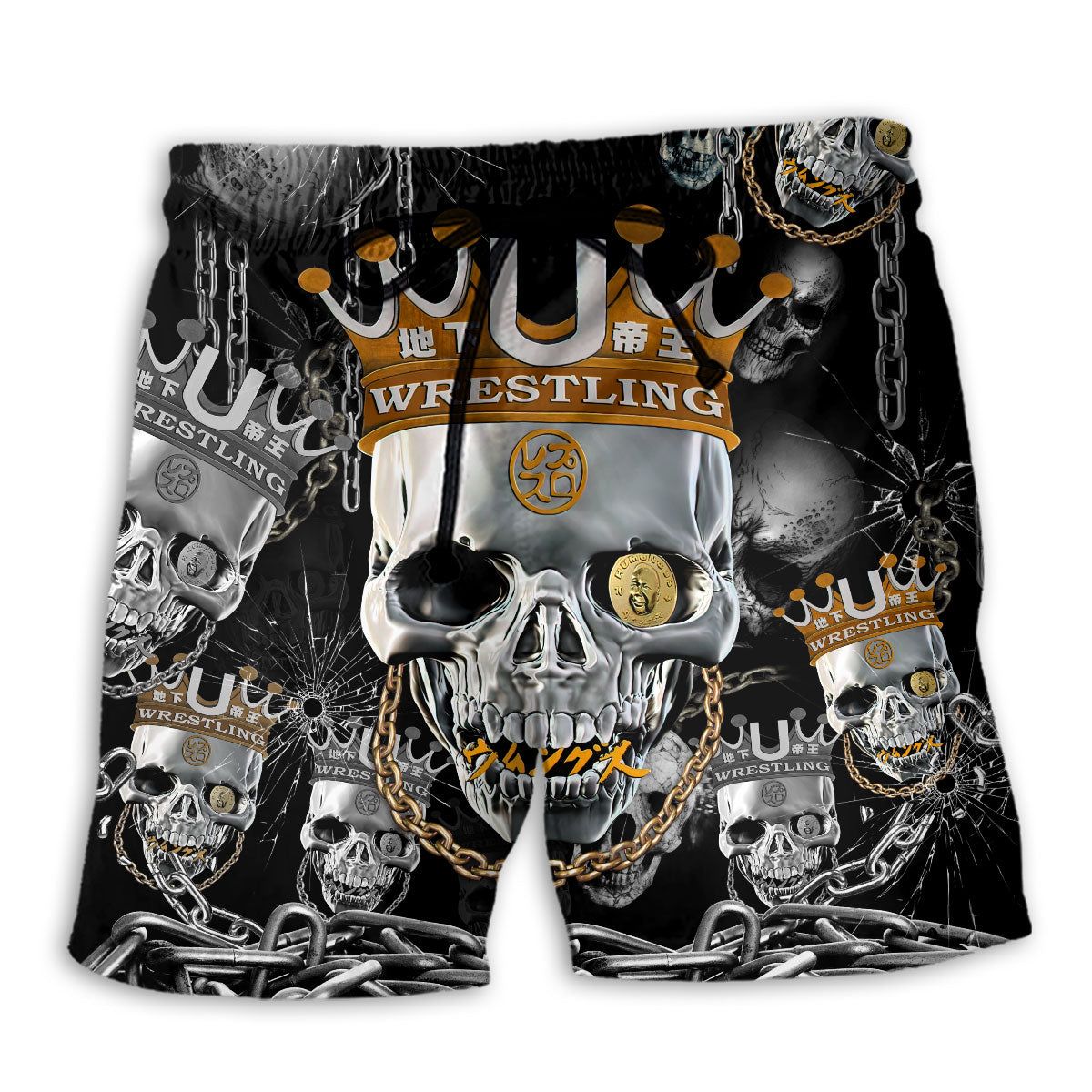Skull Wrestling Chain Oh My Skull Trendy Aloha Hawaiian Beach Shorts Skull Wrestling Chain Oh My Skull Trendy Aloha Hawaiian Beach Shorts