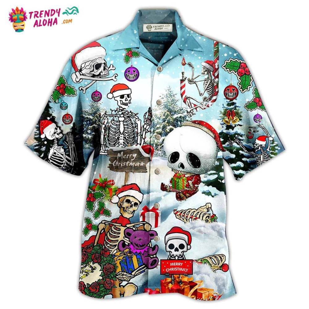 Skull Xmas Snow Hawaiian Shirt – Trendy Aloha Skull Xmas Snow Hawaiian Shirt – Trendy Aloha
