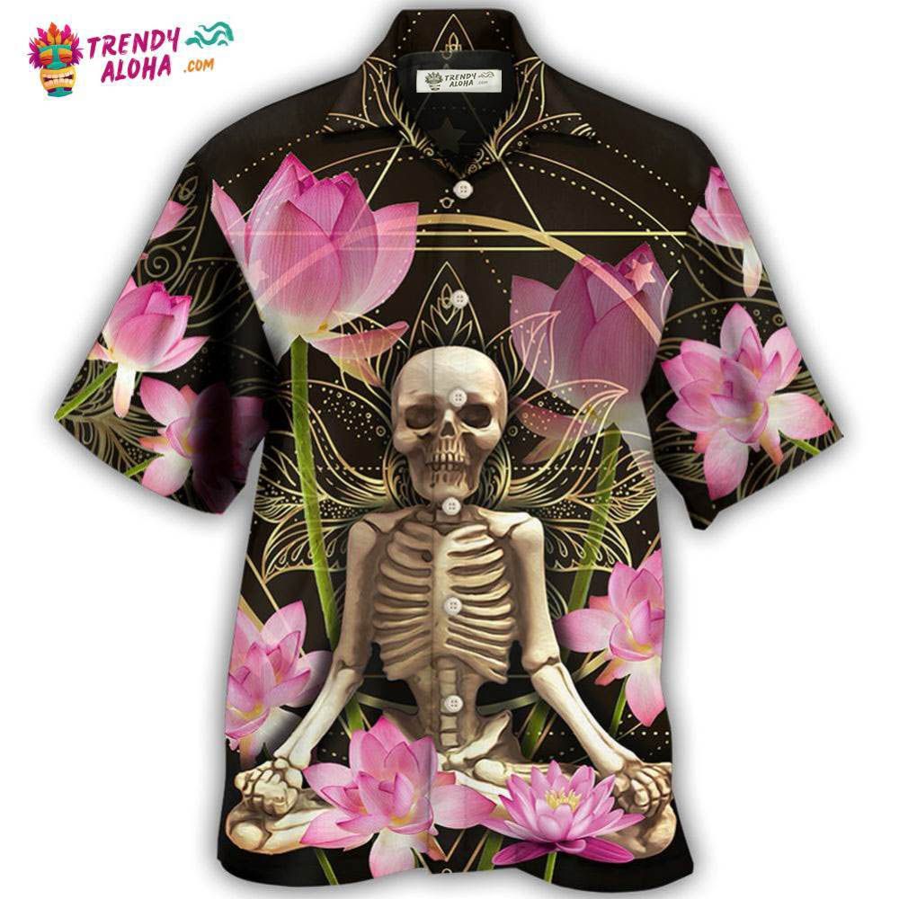 Skull Yoga Lighting Lotus Flower Hawaiian Shirt – Trendy Aloha Skull Yoga Lighting Lotus Flower Hawaiian Shirt – Trendy Aloha
