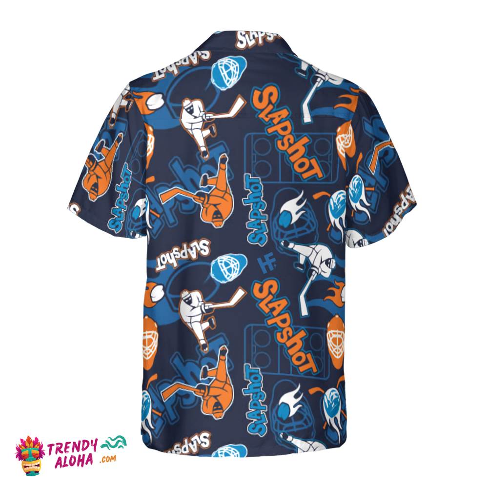 Slapshot Hockey Pattern Hawaiian Shirt