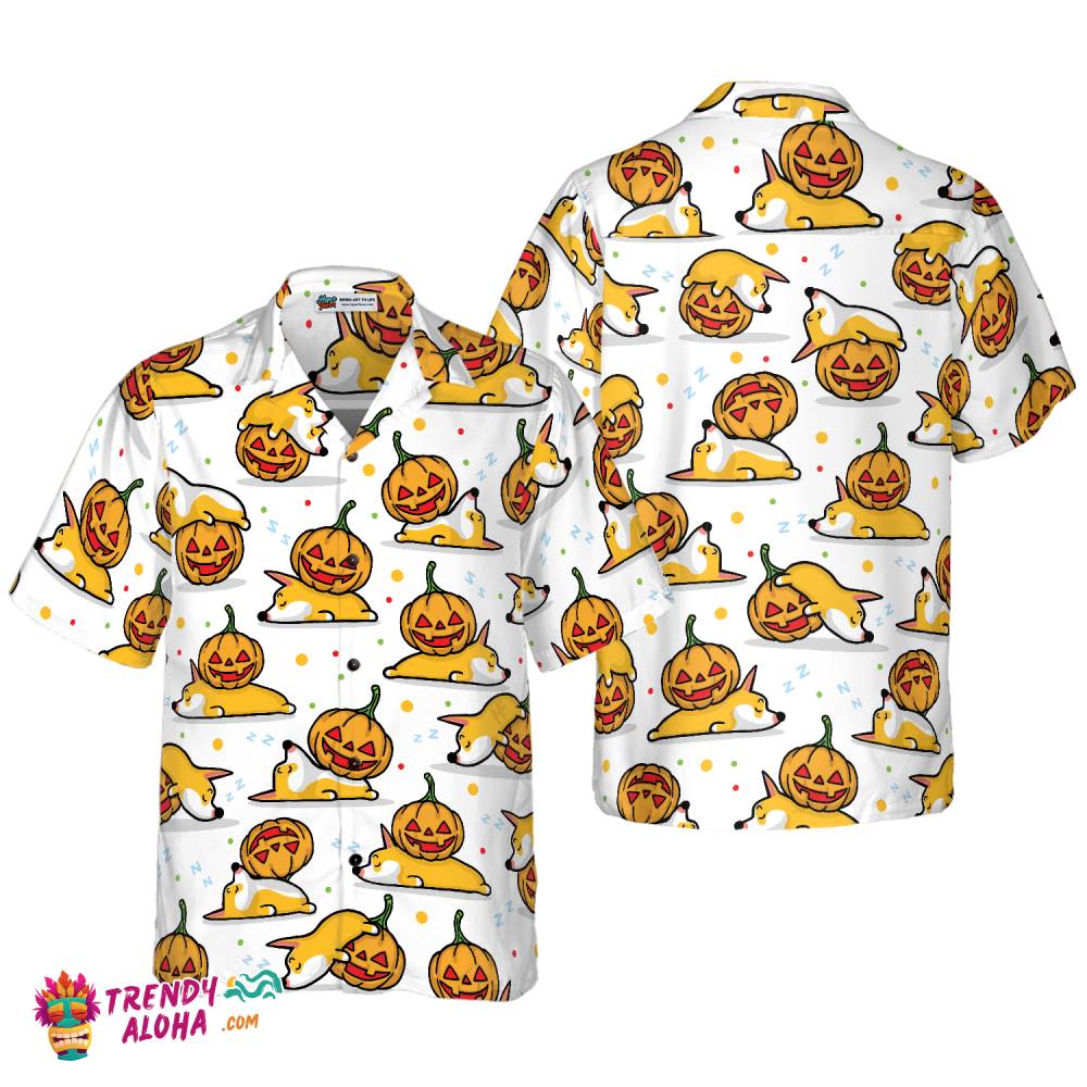 Sleeping Corgi & The Pumpkin Hawaiian Shirt