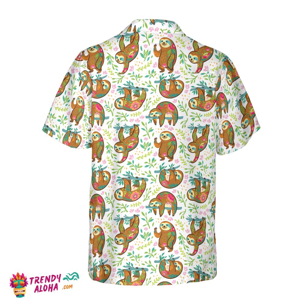 Sloth Flower Hawaiian Shirt