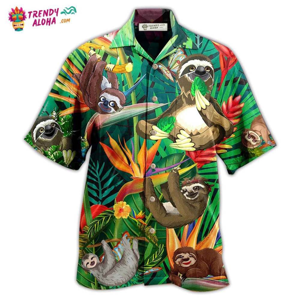 Sloth Happiness All Day Hawaiian Shirt – Trendy Aloha Sloth Happiness All Day Hawaiian Shirt – Trendy Aloha