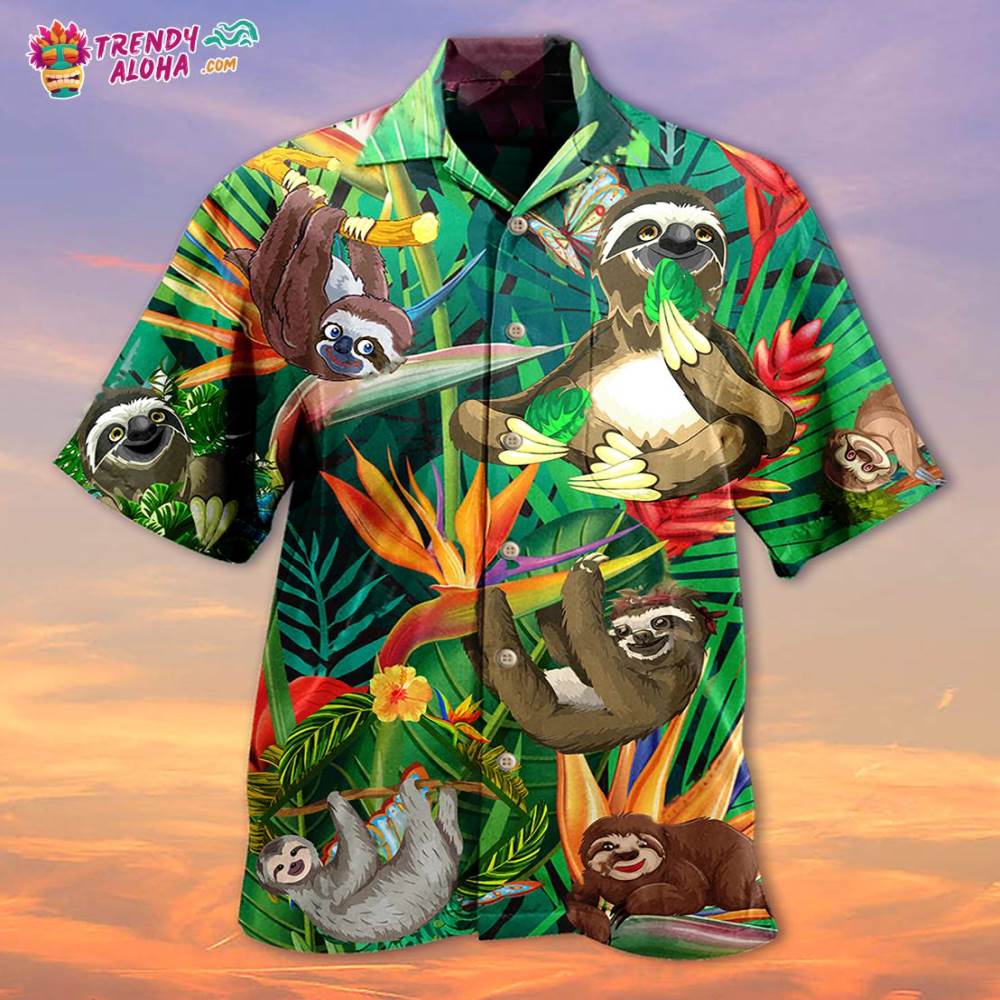 Sloth Happiness All Day Hawaiian Shirt – Trendy Aloha