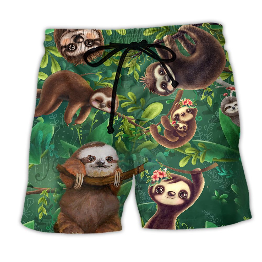 Sloth Lovely Cute Animals Trendy Aloha Hawaiian Beach Shorts Sloth Lovely Cute Animals Trendy Aloha Hawaiian Beach Shorts