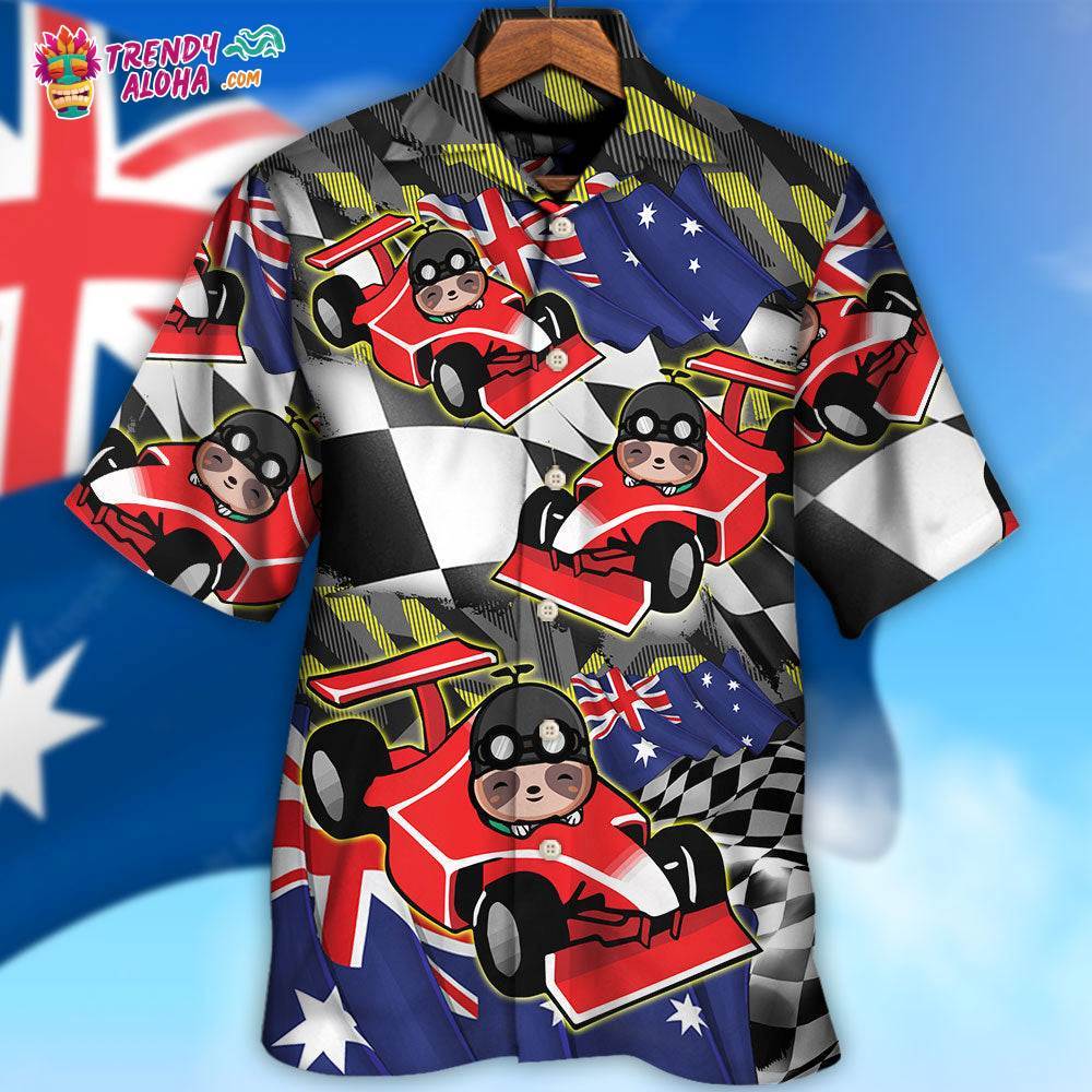 Sloth Racing Formula One Car Racing Australian Vibe Hawaiian Shirt – Trendy Aloha