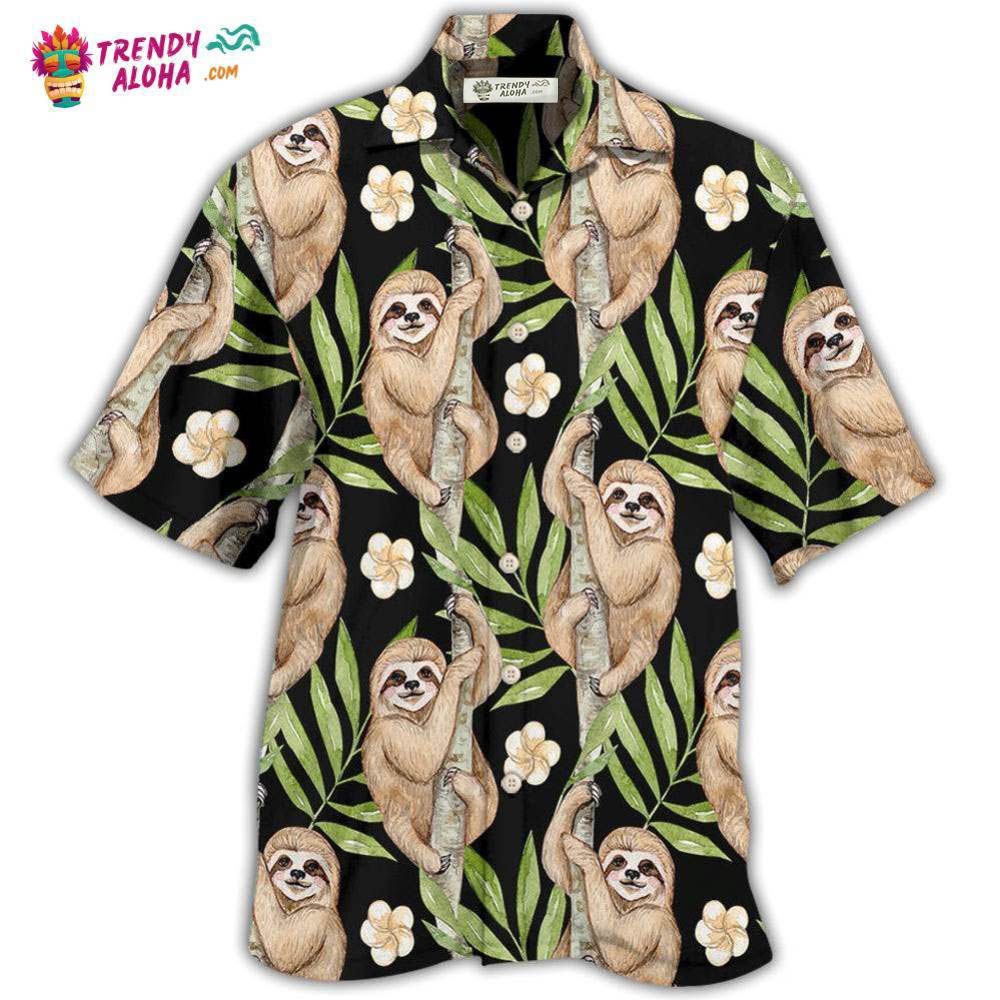 Sloth Tropical Leaf With Tiny Flower Hawaiian Shirt – Trendy Aloha Sloth Tropical Leaf With Tiny Flower Hawaiian Shirt – Trendy Aloha