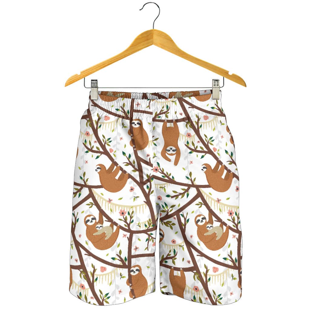 Sloths Hanging On The Tree Pattern For Men Women Kid Shorts