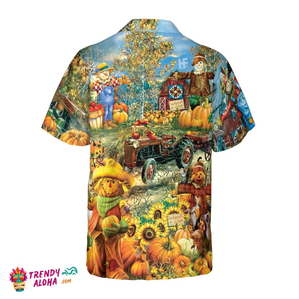 Smiley Pumpkin On The Farm Thanksgiving Hawaiian Shirt, Unique Thanksgiving Gift Idea