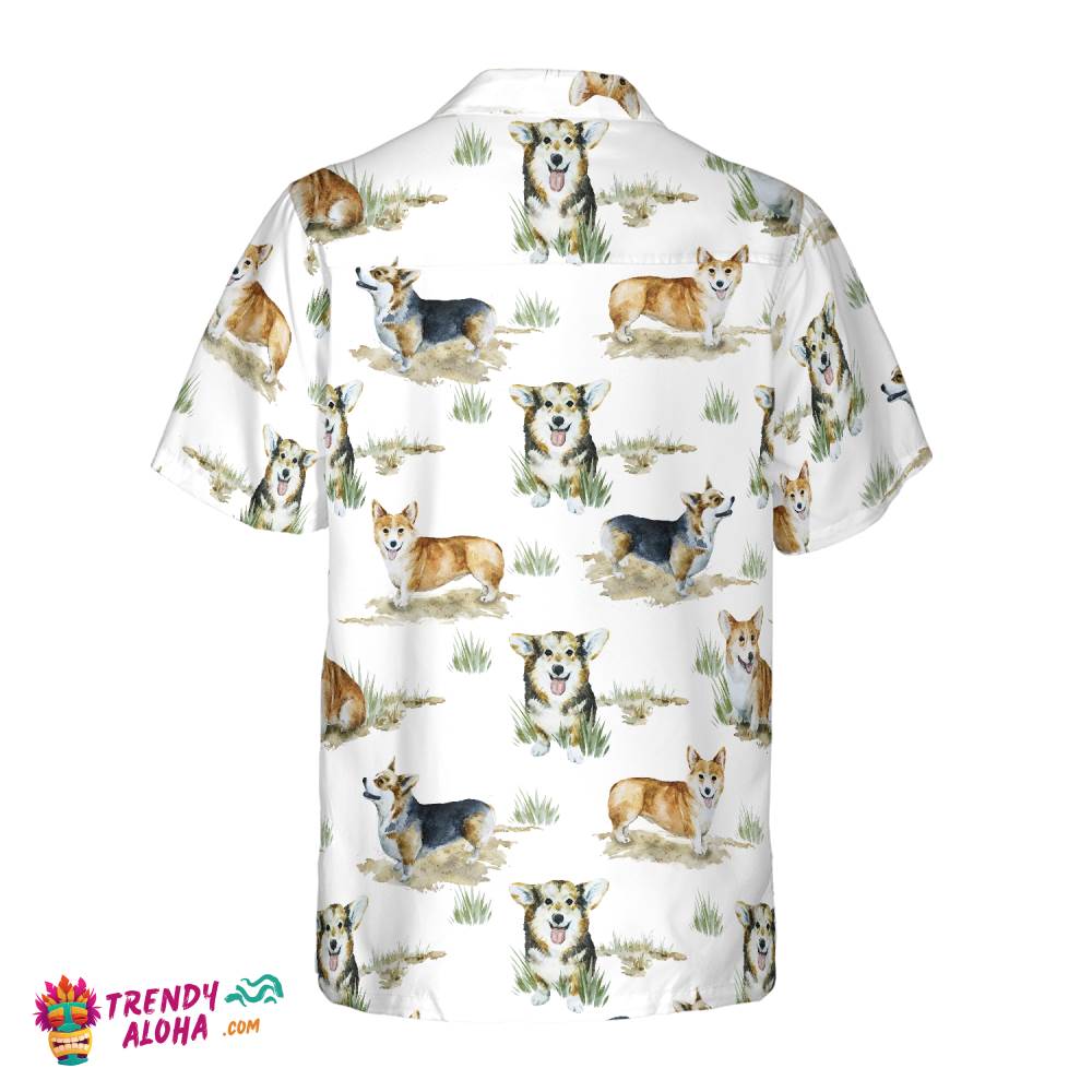 Smiling Corgi Shirt For Men Hawaiian Shirt