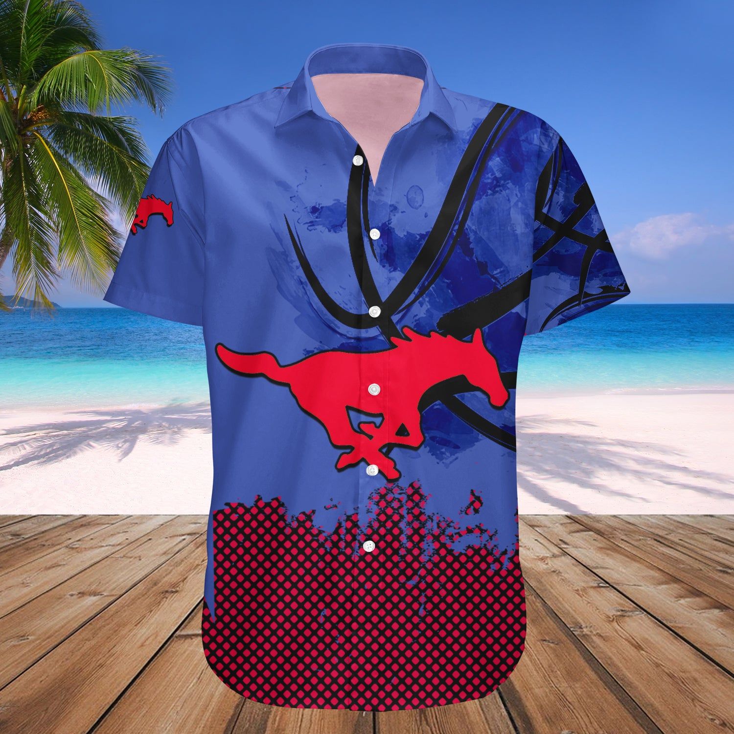 Smu Mustangs Hawaii Shirt Basketball Net Grunge Pattern – NCAA