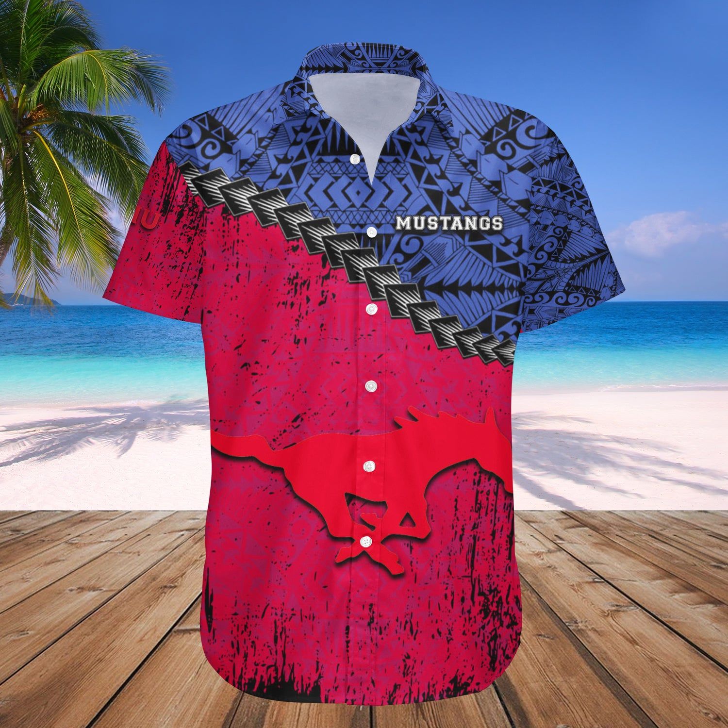 Smu Mustangs Hawaii Shirt Grunge Polynesian Tattoo – NCAA