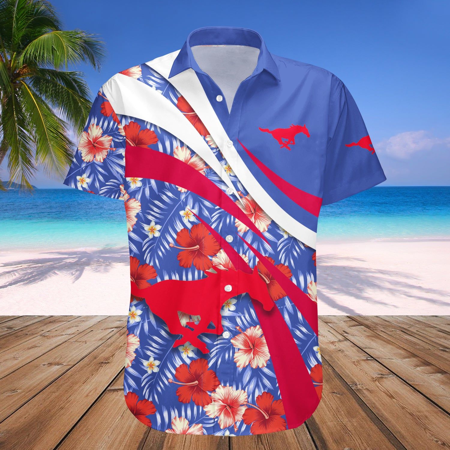 Smu Mustangs Hawaii Shirt Hibiscus Sport Style – NCAA