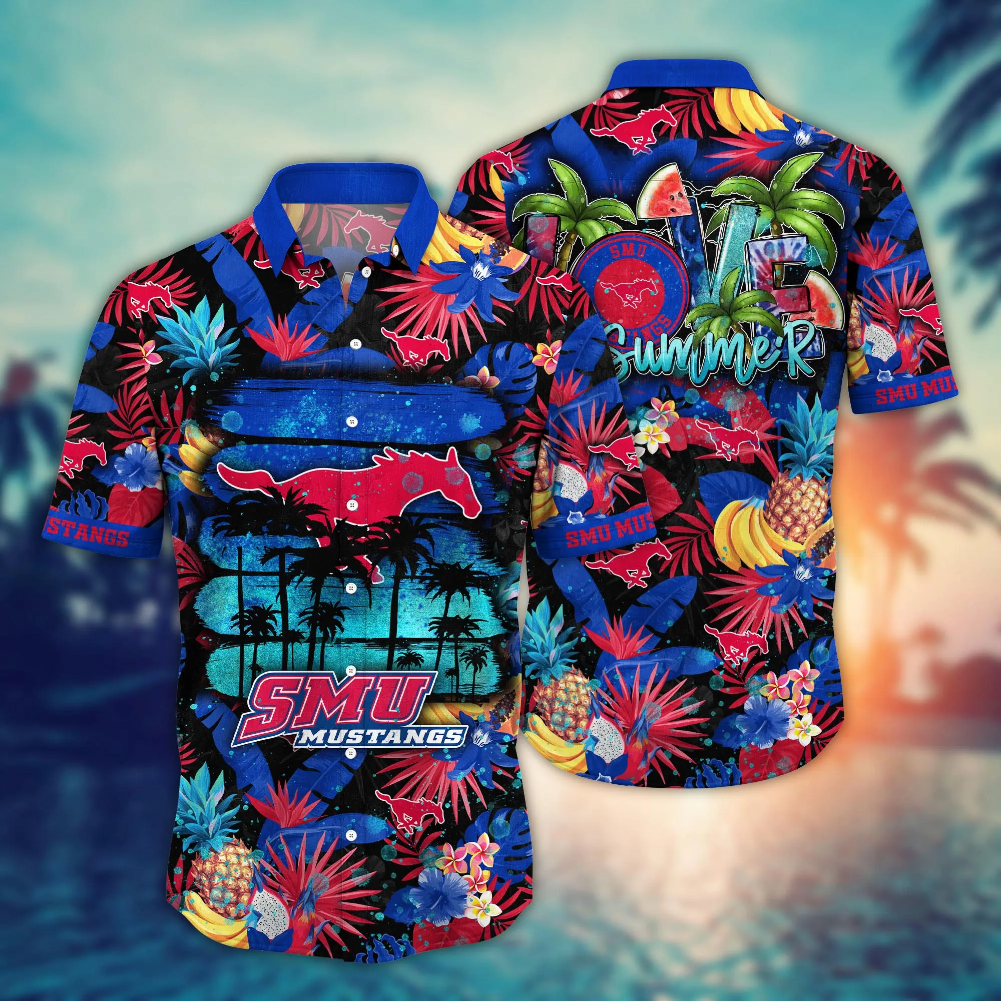 Smu Mustangs NCAA Hawaiian Shirt Bikinistime Aloha Shirt Smu Mustangs NCAA Hawaiian Shirt Bikinistime Aloha Shirt