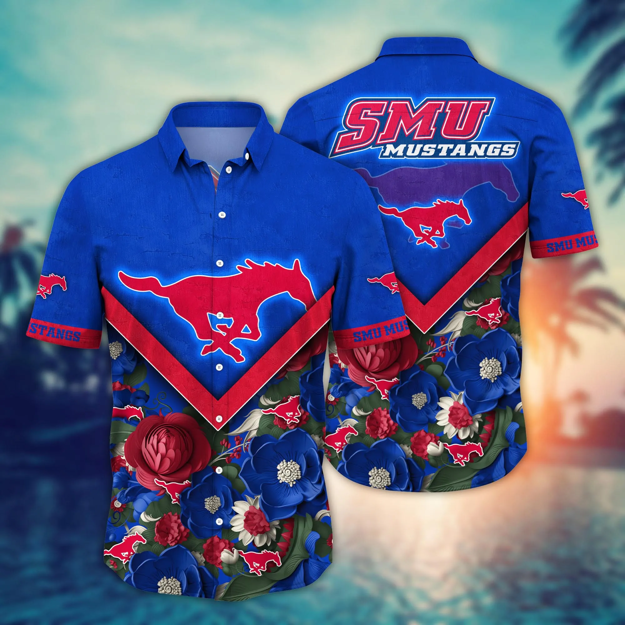 Smu Mustangs NCAA Hawaiian Shirt Custom Hot Season Aloha Shirt Smu Mustangs NCAA Hawaiian Shirt Custom Hot Season Aloha Shirt