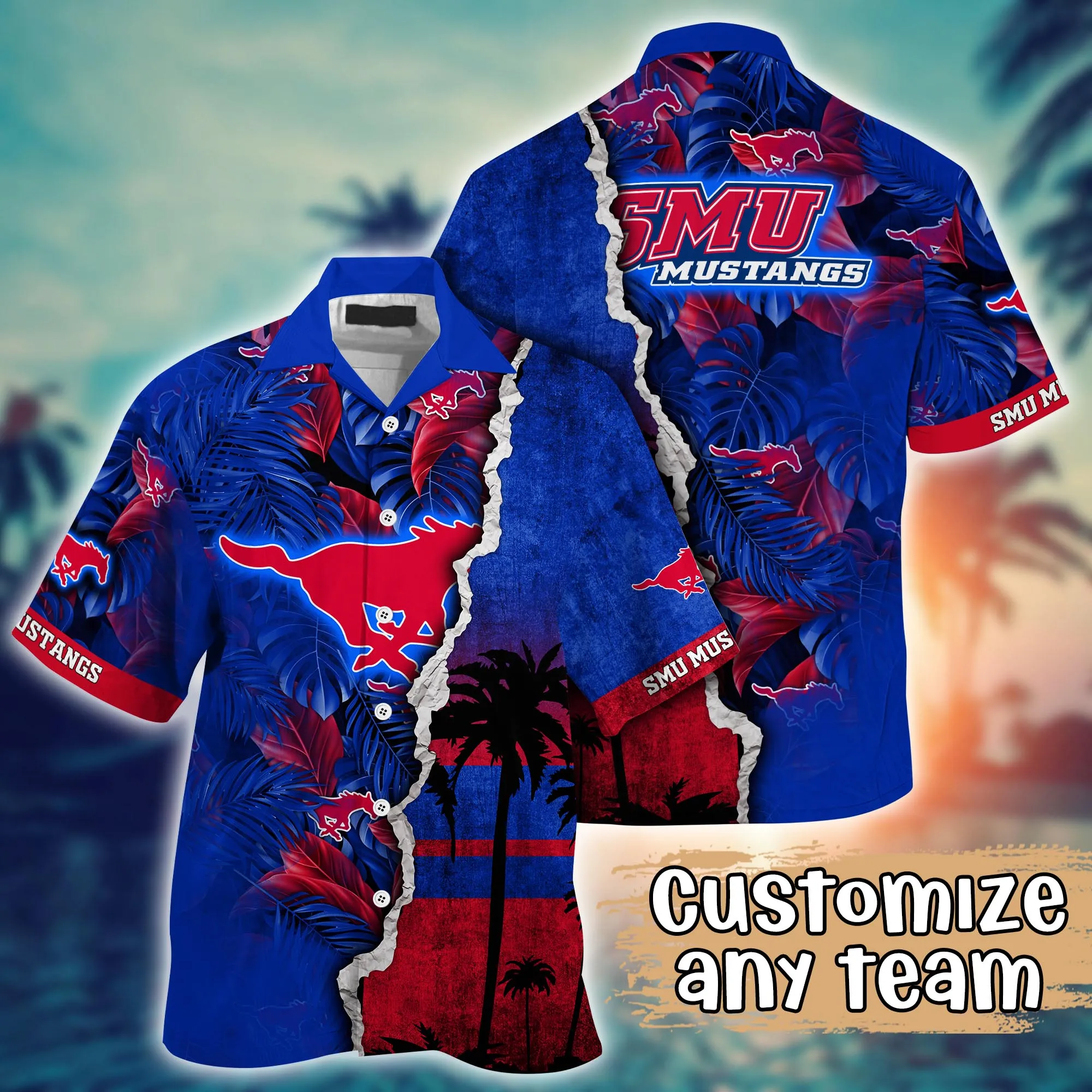 Smu Mustangs NCAA Hawaiian Shirt Custom Sun Dresses Aloha Shirt Smu Mustangs NCAA Hawaiian Shirt Custom Sun Dresses Aloha Shirt