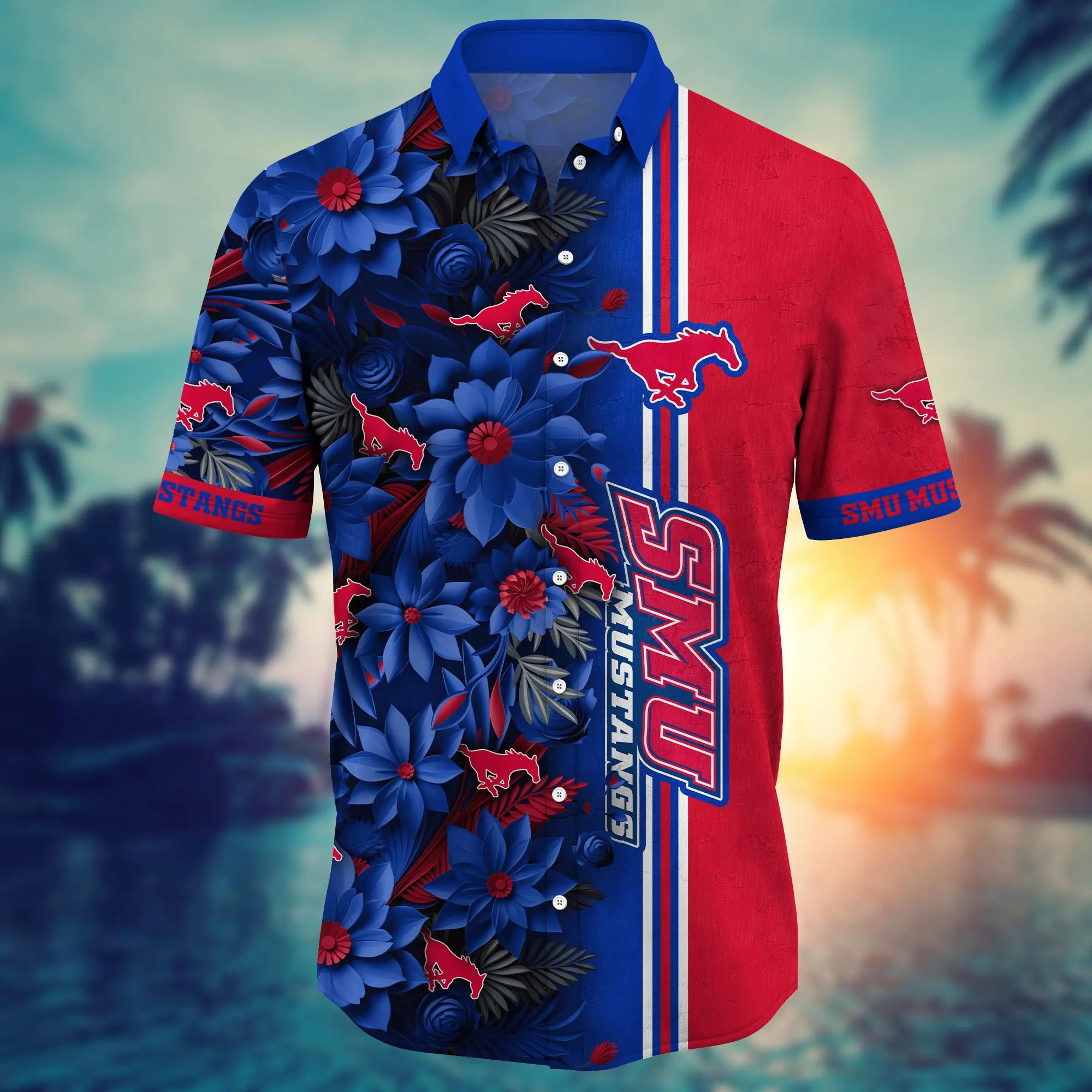 Smu Mustangs NCAA Hawaiian Shirt Custom Warm Nights Aloha Shirt
