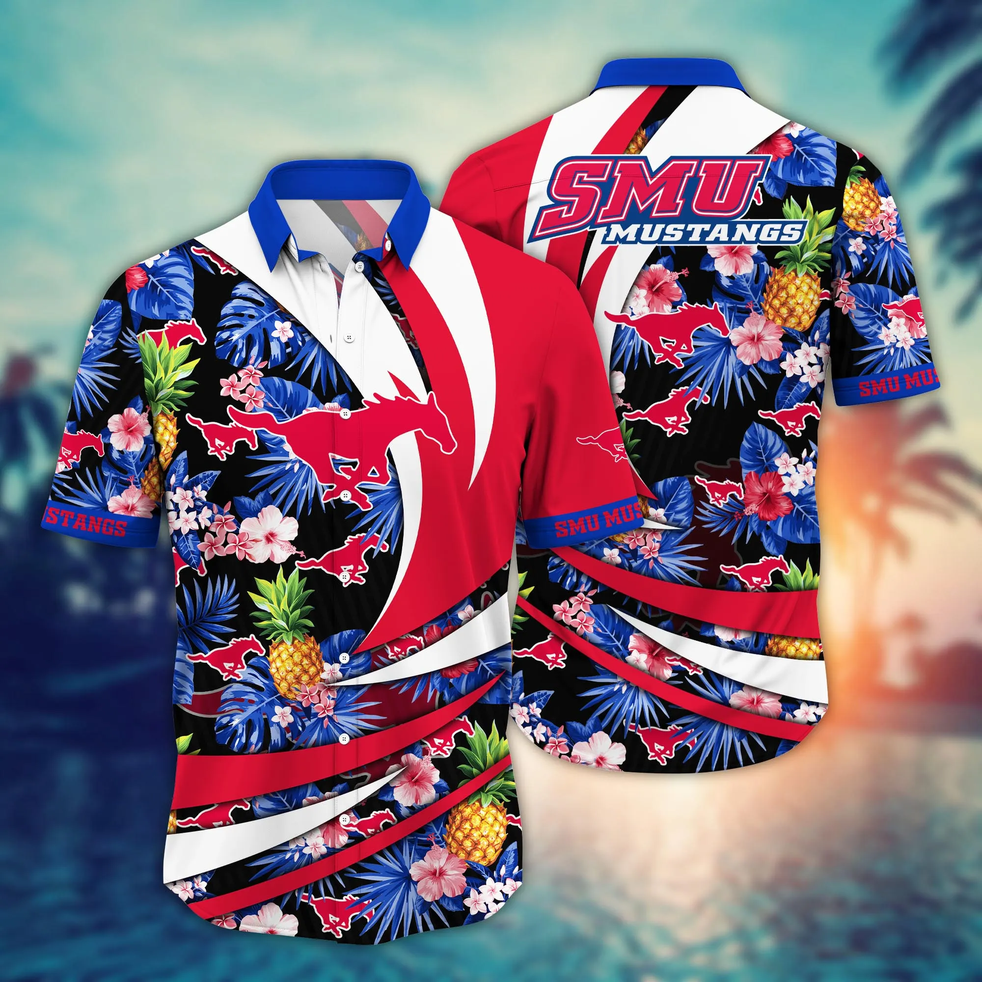 Smu Mustangs NCAA Hawaiian Shirt Heat Aloha Shirt Smu Mustangs NCAA Hawaiian Shirt Heat Aloha Shirt