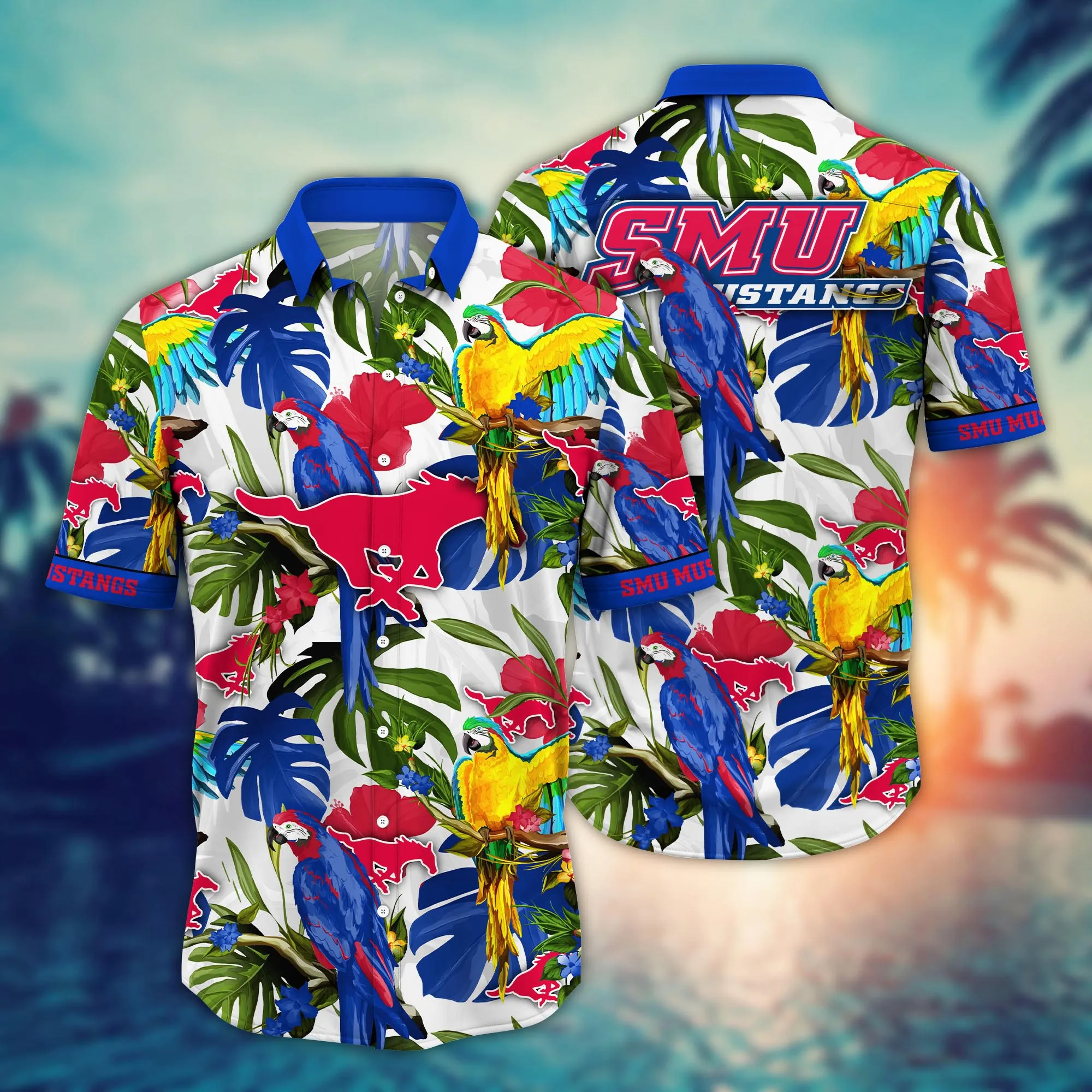 Smu Mustangs NCAA Hawaiian Shirt Mid-Yeartime Aloha Shirt Smu Mustangs NCAA Hawaiian Shirt Mid-Yeartime Aloha Shirt