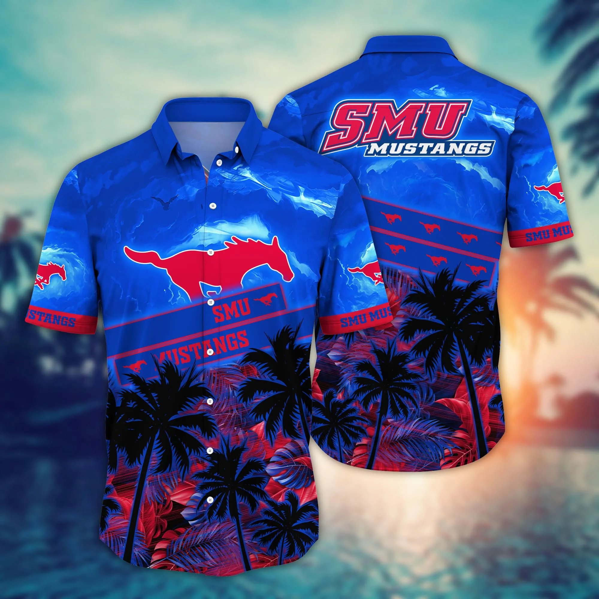 Smu Mustangs NCAA Hawaiian Shirt Suntan Aloha Shirt