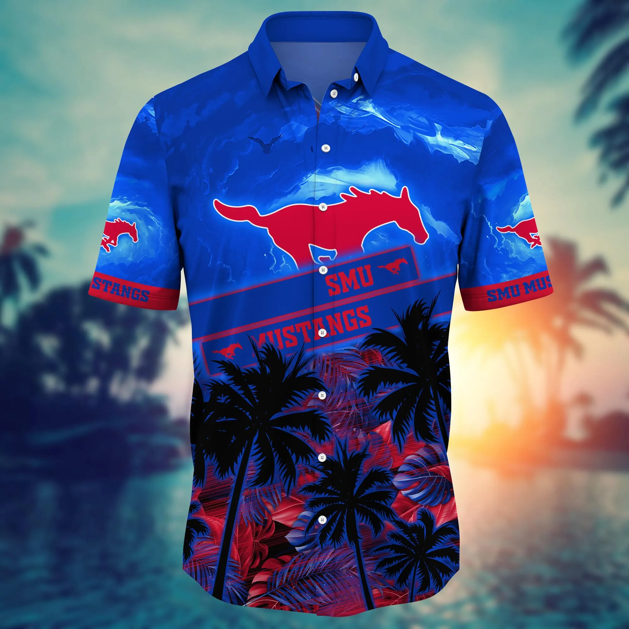 Smu Mustangs NCAA Hawaiian Shirt Suntan Aloha Shirt
