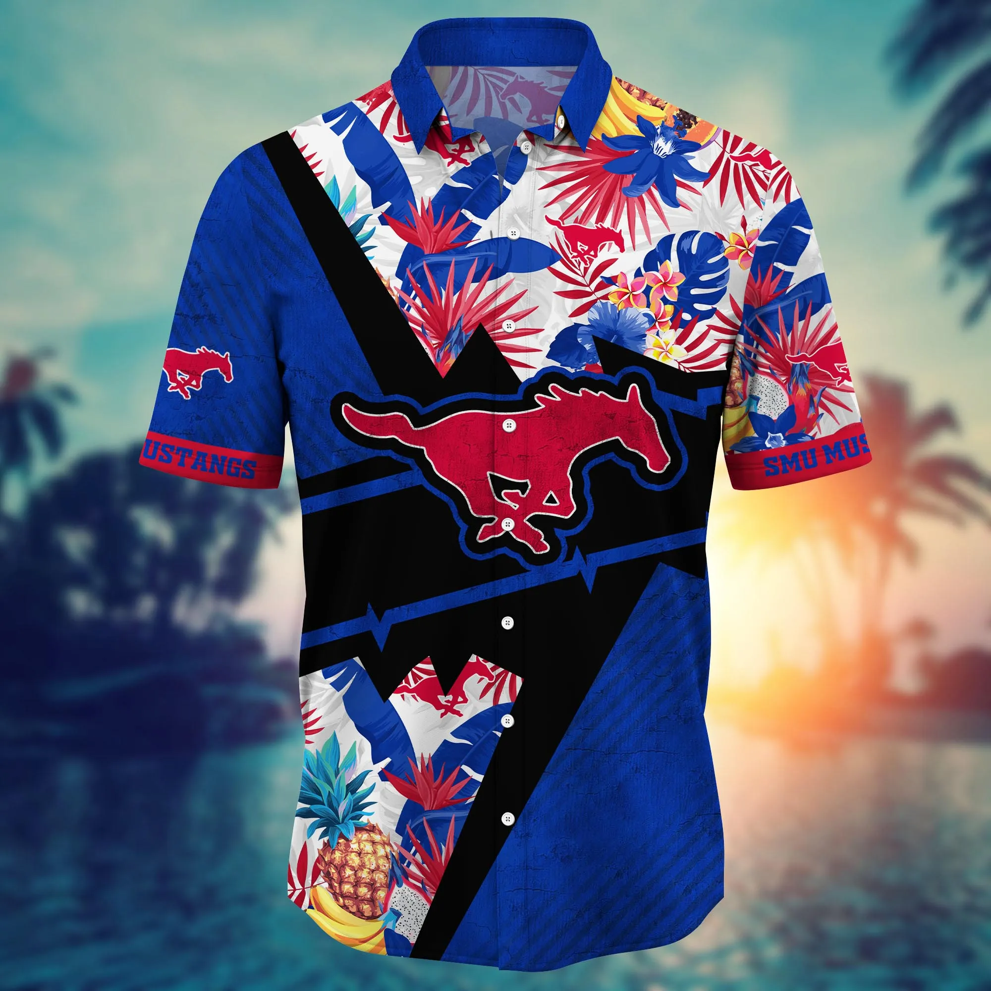 Smu Mustangs NCAA Hawaiian Shirt Tanning Footie Shirts