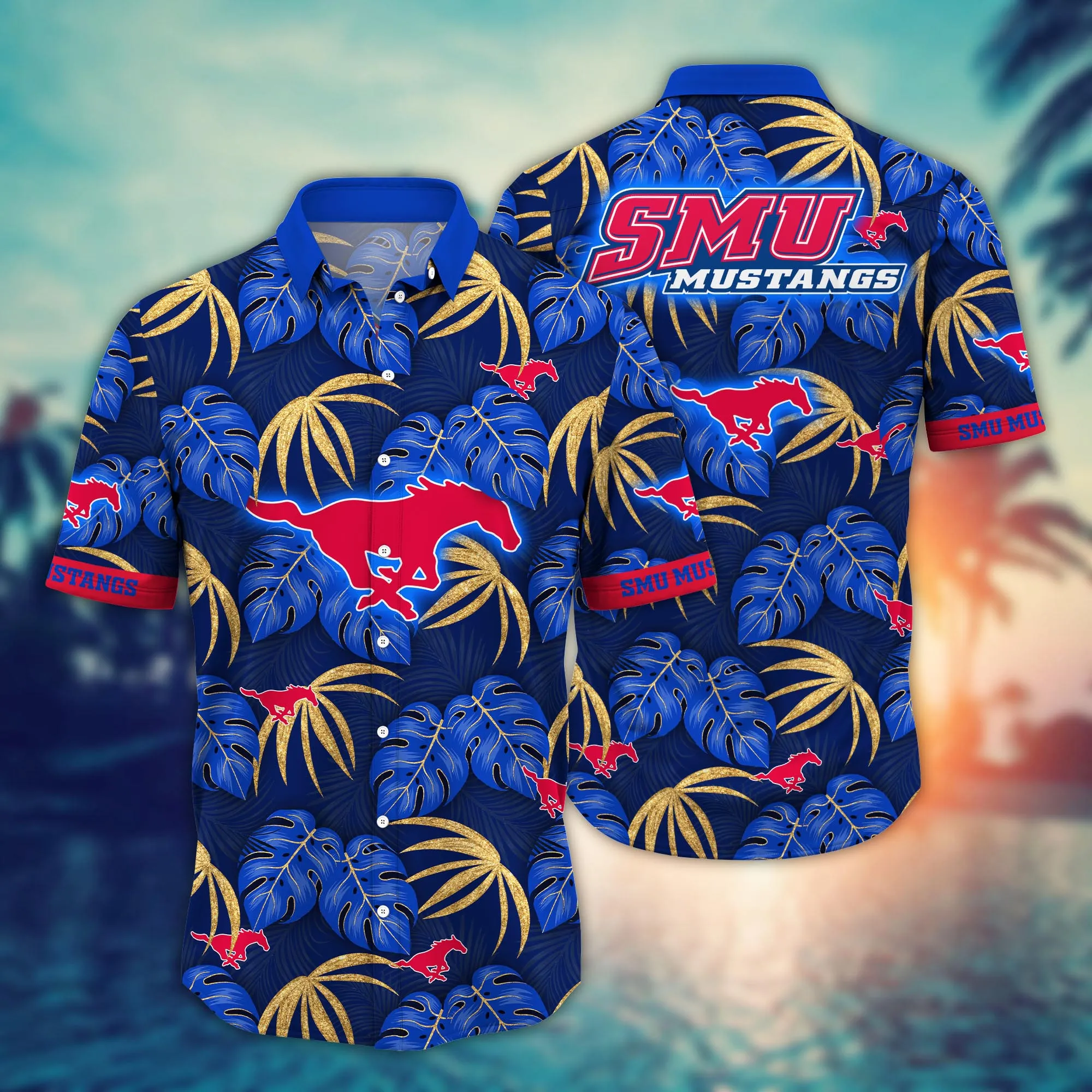 Smu Mustangs NCAA Hawaiian Shirt Vacation Aloha Shirt Smu Mustangs NCAA Hawaiian Shirt Vacation Aloha Shirt