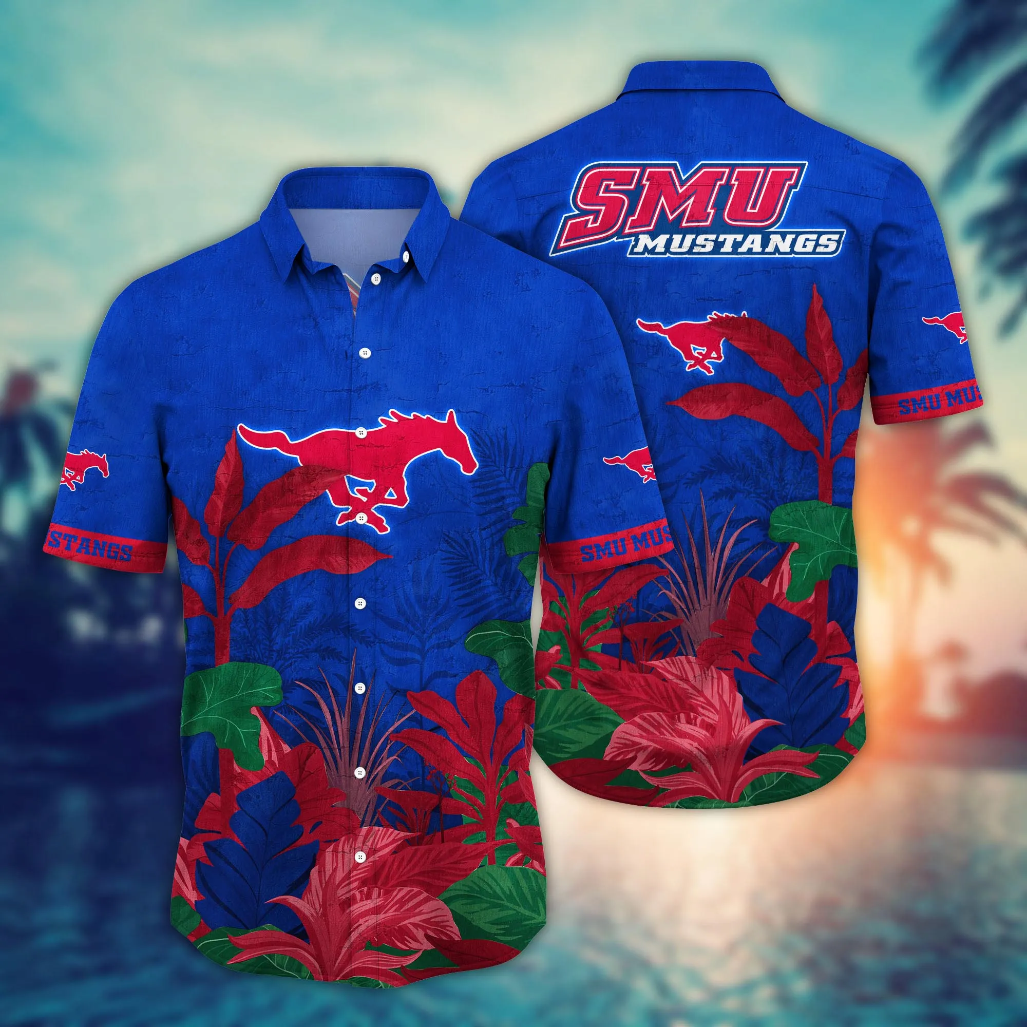 Smu Mustangs NCAA Hawaiian Shirt Vacation Time Aloha Shirt Smu Mustangs NCAA Hawaiian Shirt Vacation Time Aloha Shirt