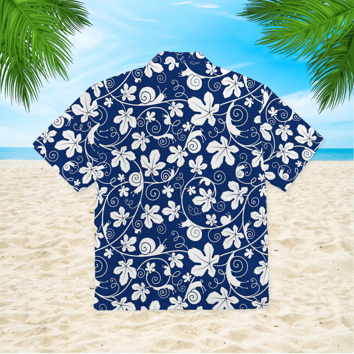 Snails On The Vine White Blue Floral Trendy Hawaiian Shirt