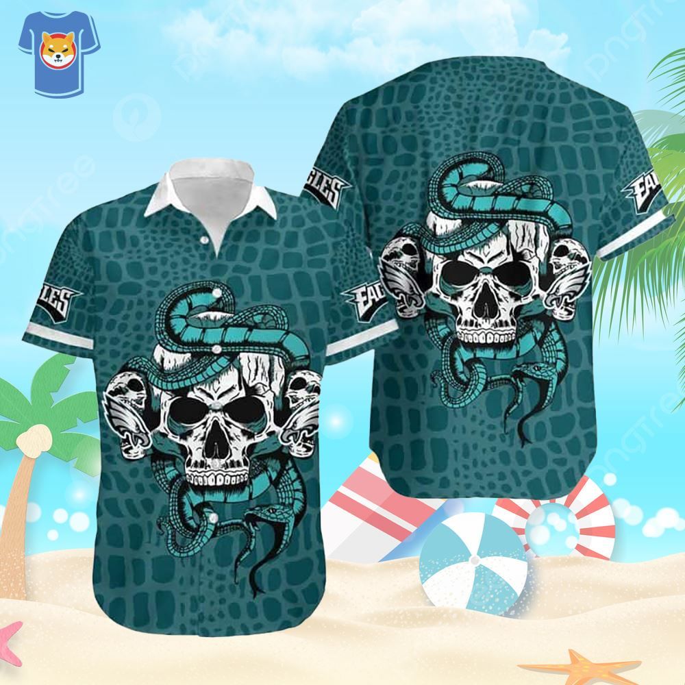 Snake And Skull NFL Philadelphia Eagles Hawaiian Shirt