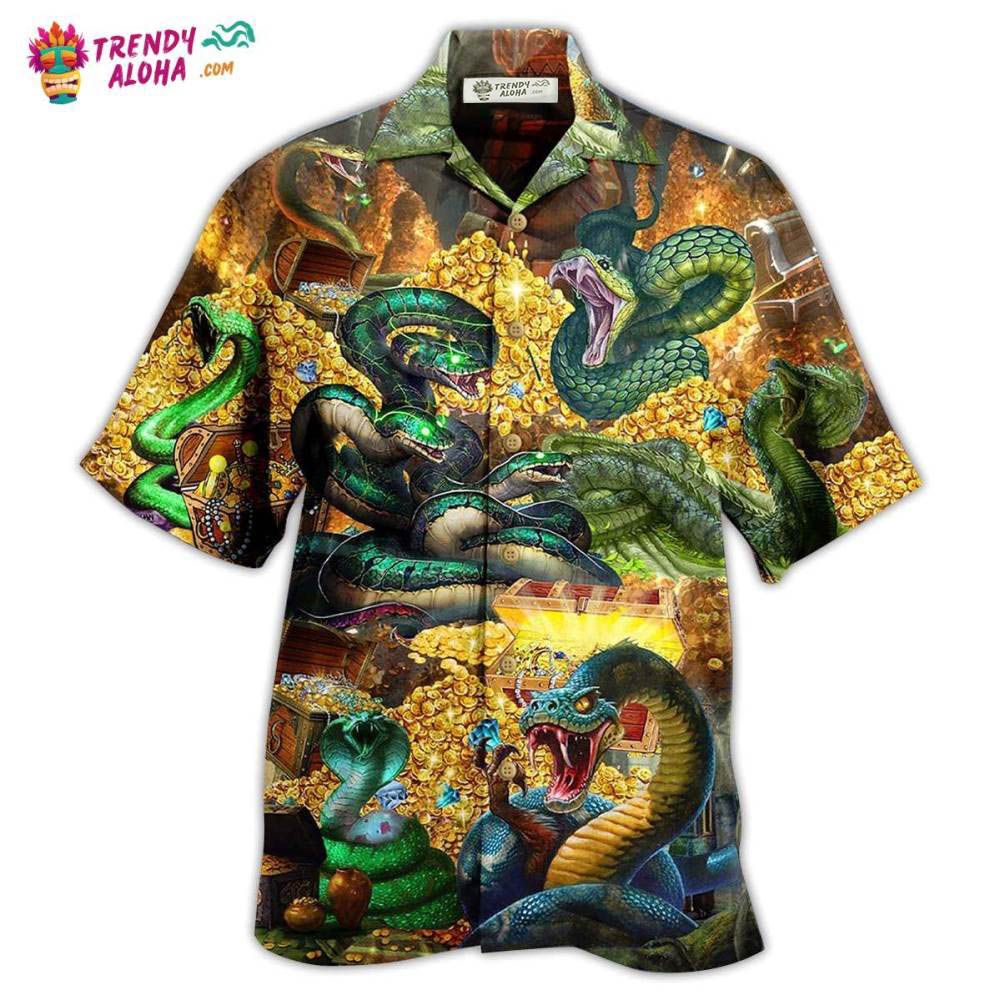 Snake Love Gold Cool Hawaiian Shirt – Trendy Aloha
