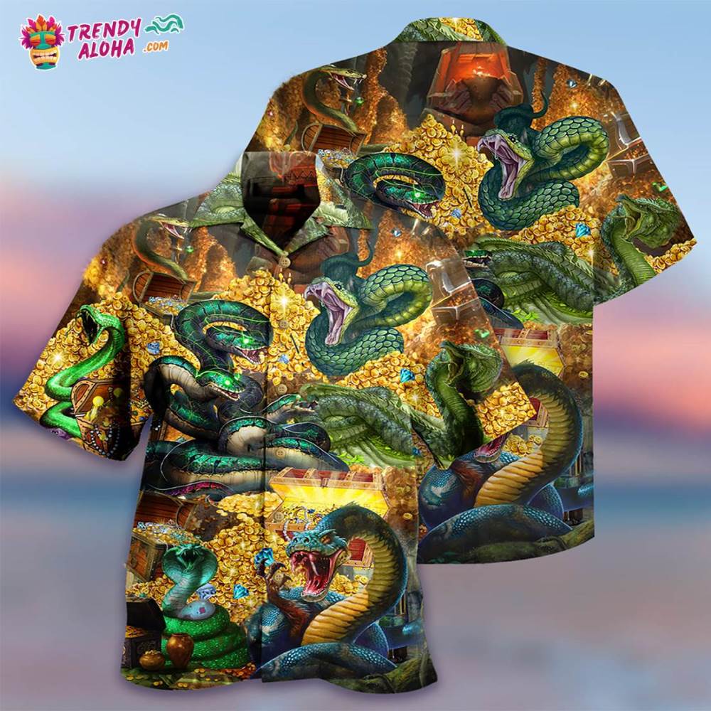 Snake Love Gold Cool Hawaiian Shirt – Trendy Aloha