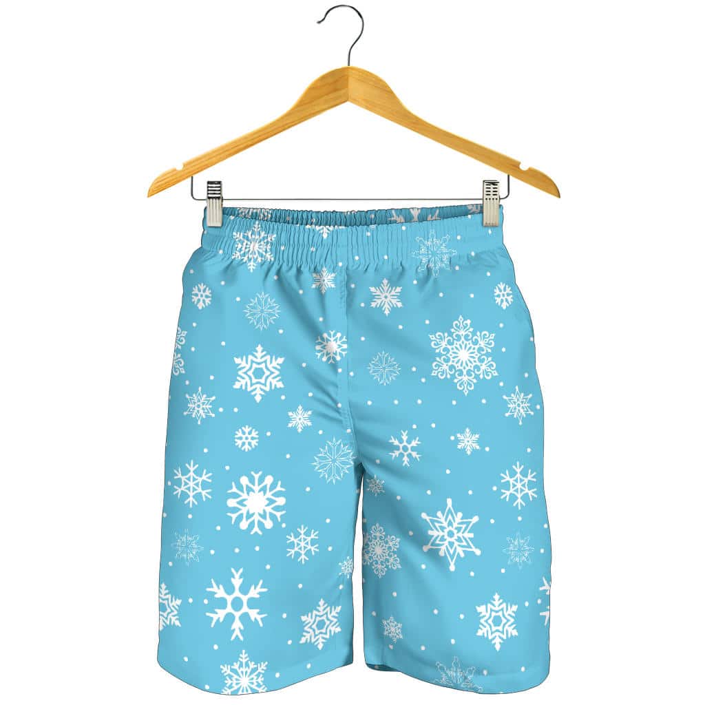 Snowflake Pattern Blue Background For Men Women Kid Shorts