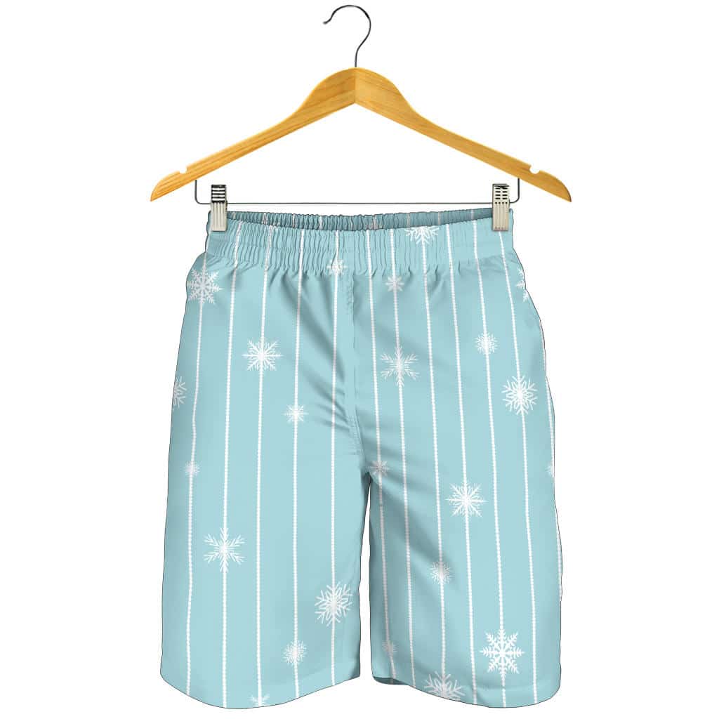Snowflake Pattern Blue Stripe Background For Men Women Kid Shorts