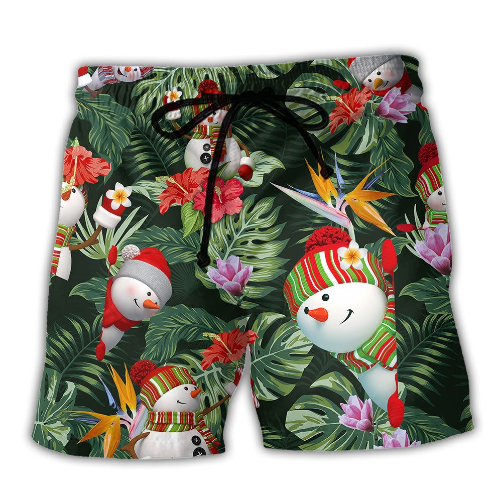 Snowman Stay Cool Floral Trendy Aloha Hawaiian Beach Shorts Snowman Stay Cool Floral Trendy Aloha Hawaiian Beach Shorts