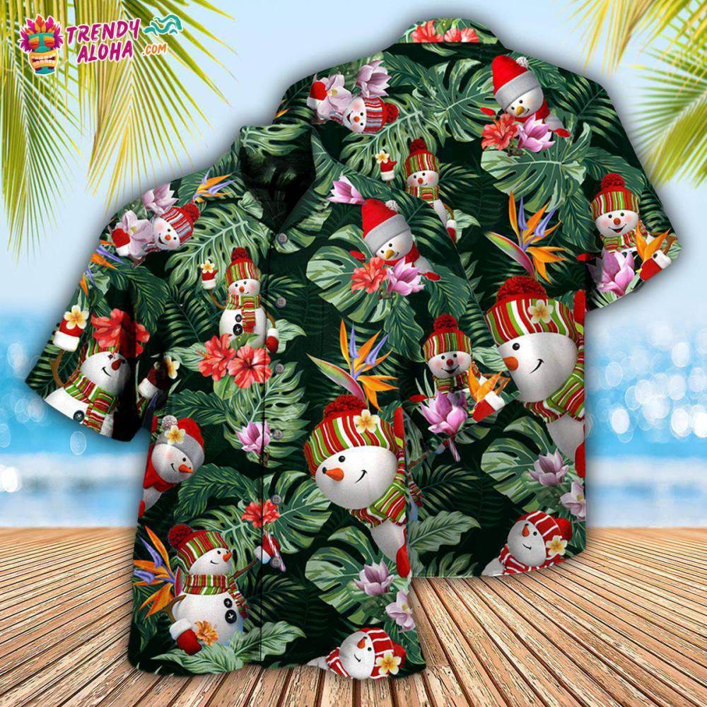 Snowman Stay Cool Tropical Leaf Hawaiian Shirt – Trendy Aloha