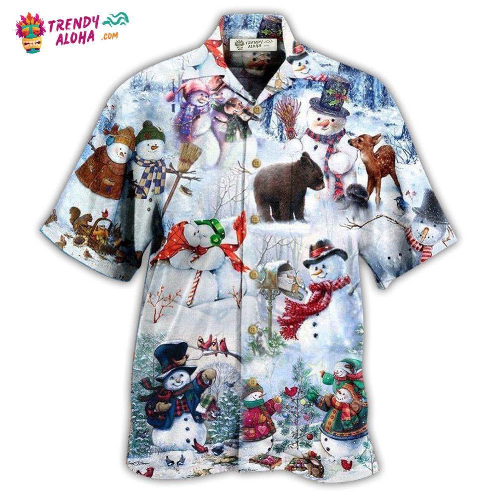 Snowman The World Changes When Its Snows Hawaiian Shirt – Trendy Aloha